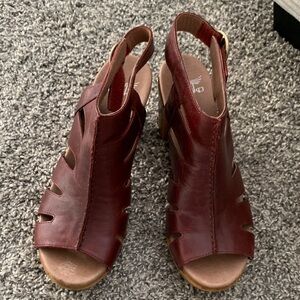 Dansko Burgundy Leather Sandals